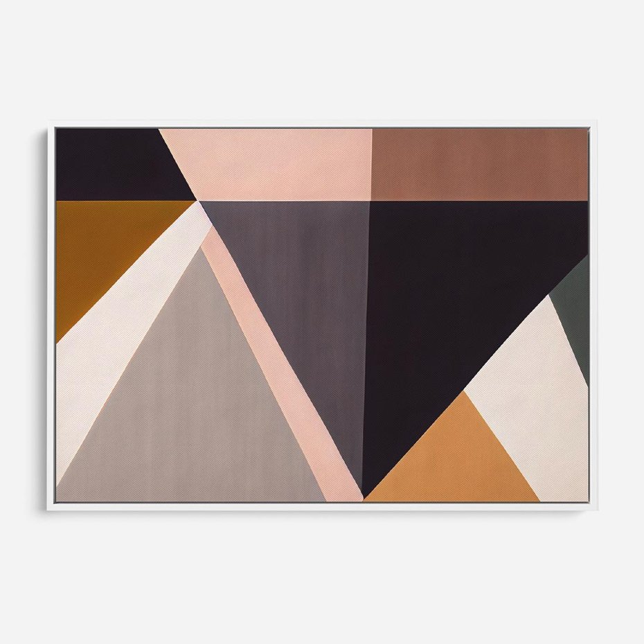 Obraz w ramie 100x70 - Trójkąty Wnętrz - abstrakcja, geometryczne kształty - rama biała