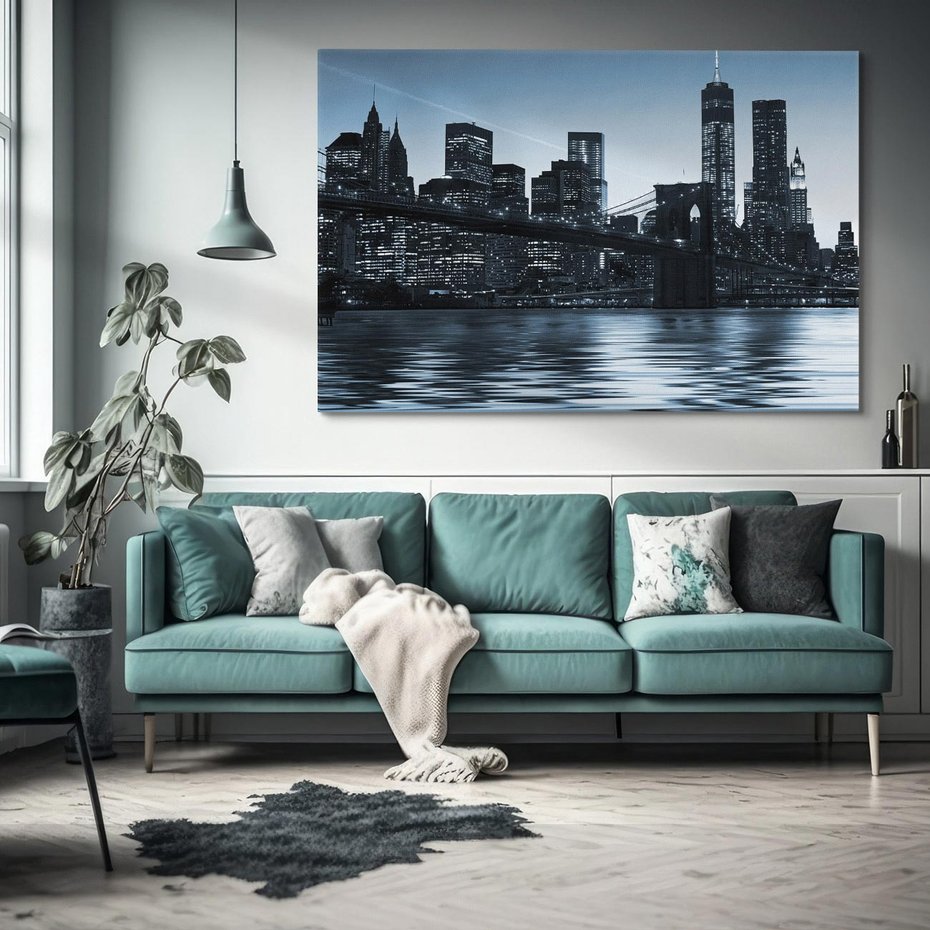 Obraz na płótnie 100x70 - Ikona Manhattanu: Most w Nowym Jorku - most, Nowy Jork