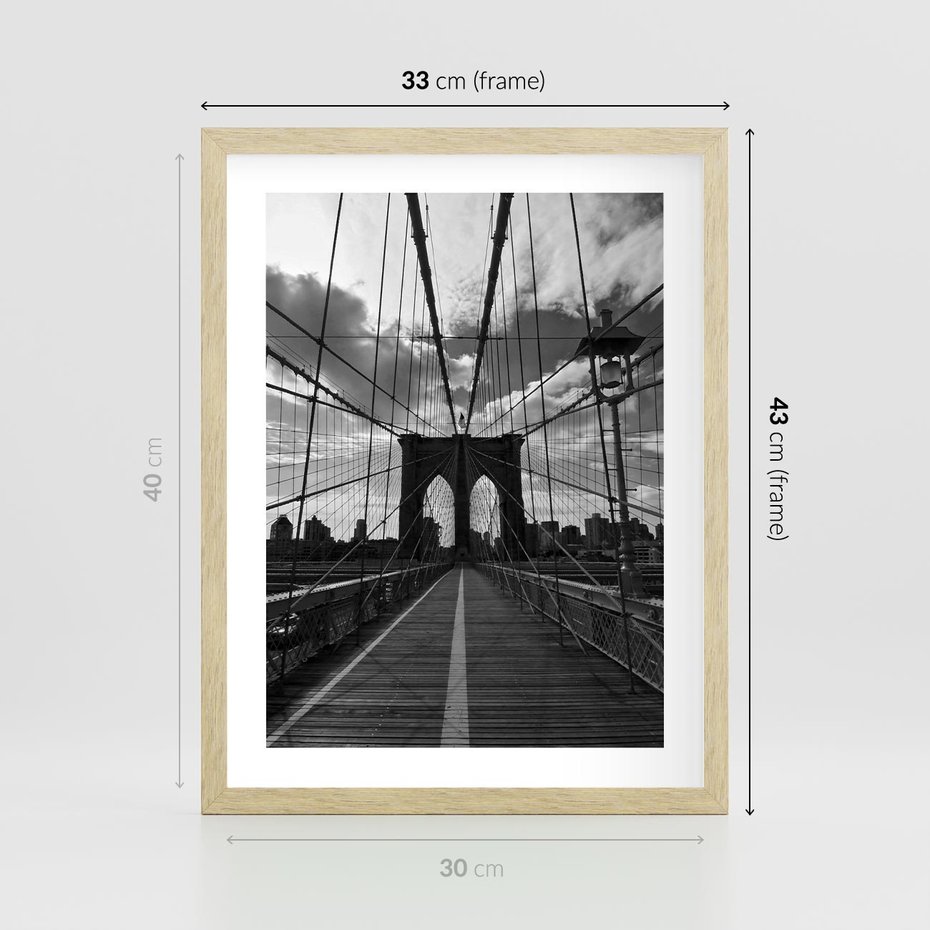 Plakat w ramie 30x40 - Most Nowoczesności - most, nowoczesny - rama drewno