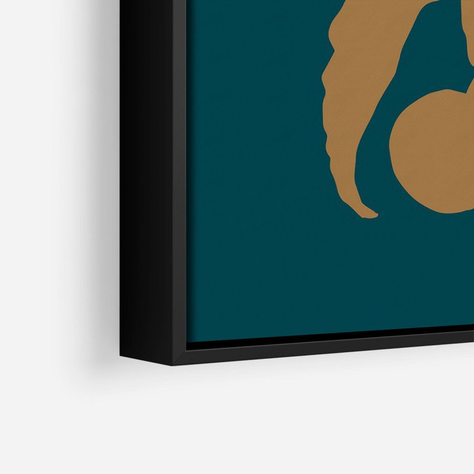 Obraz w ramie 70x100 - Boho Ekspresja Emocji - abstrakcyjna boho grafika, ciemne zielone tłó - rama czarna