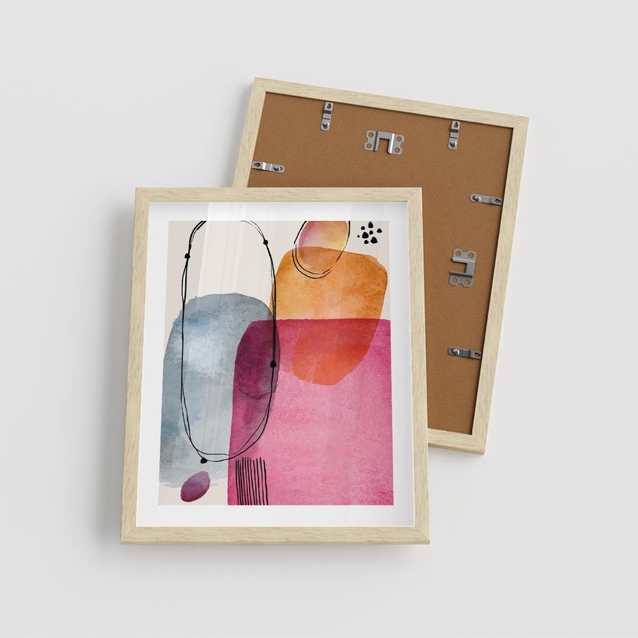 Plakat w ramie 40x50 - Kolorowe Pastelowe Spektrum - kolorowe pastelowe plamy, rozmyte żywe kolory - rama drewno