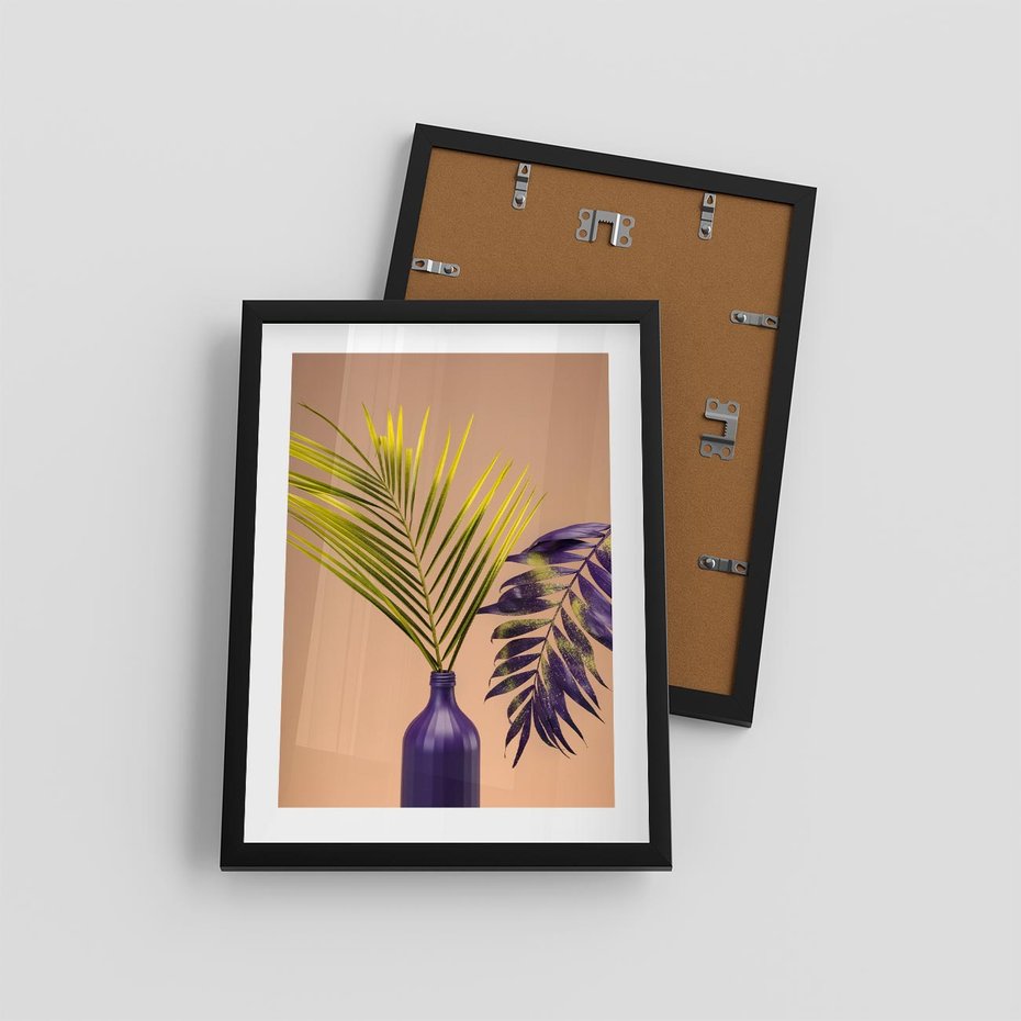 Plakat w ramie 30x40 - Delikatne Piękno - palma, pastele - rama czarna