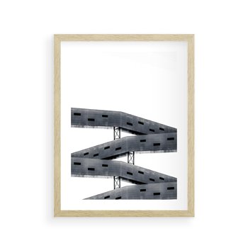 Plakat w ramie 50x70 - Monochromatyczna Sztuka Nowoczesnych Budynków - architektura, nowoczesne formy - rama drewno