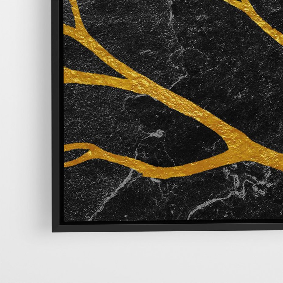 Obraz w ramie 70x100 - Marmurowe Drzewa Snu - złote gałęzie, drzewa - rama czarna