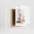 Plakat w ramie 30x40 - Pastelowa Uroda Natury: Kwiat z Złotymi Akcentami - pastelowa grafika, kwiat - rama biała