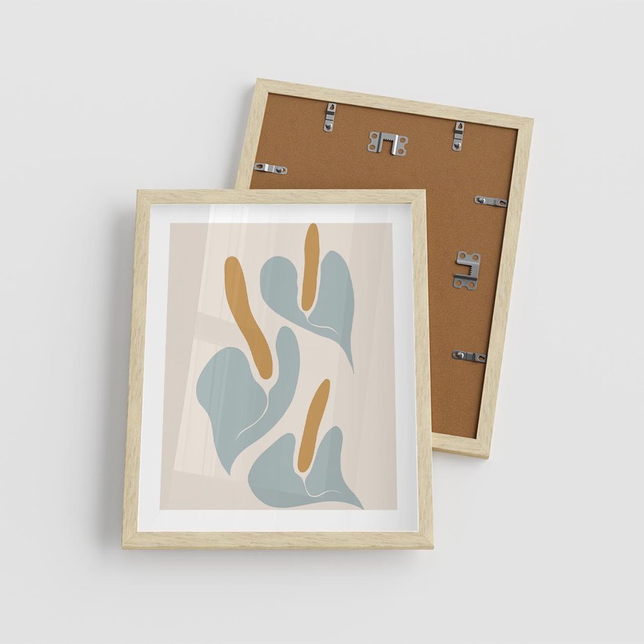 Plakat w ramie 40x50 - Kwiaty Pasteli - kwiaty, nowoczesne i minimalistyczne - rama drewno