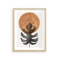 Plakat w ramie 30x40 - Natura a Sztuka - liść monstery, czarna grafika - rama drewno