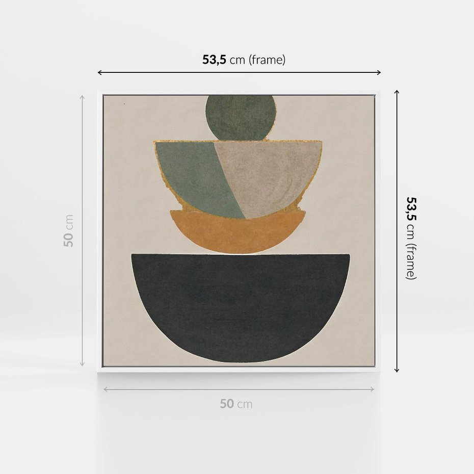 Obraz w ramie 50x50 - Podróżne Refleksyjne Odbicia - abstrakcyjny obraz, kolory ciepłe - rama biała