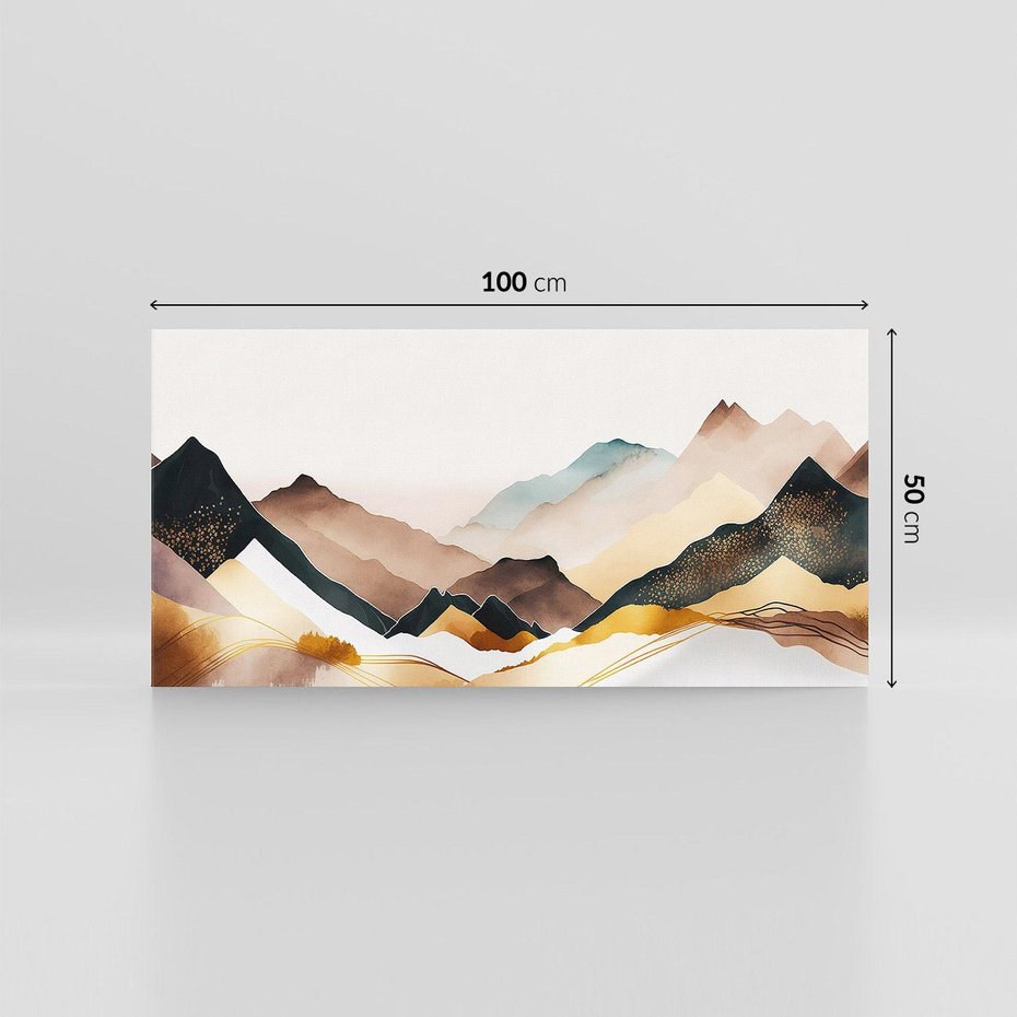 Obraz na płótnie 100x50 - Góry Tonące w Pastelach - złote pastelowe góry, akwarela