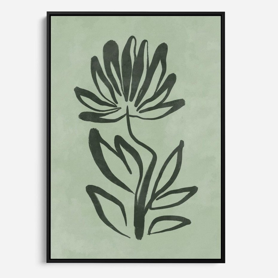 Obraz w ramie 70x100 - Zieleń Wyjątkowego Ukojenia - zielona abstrakcja, zgaszona zieleń - rama czarna