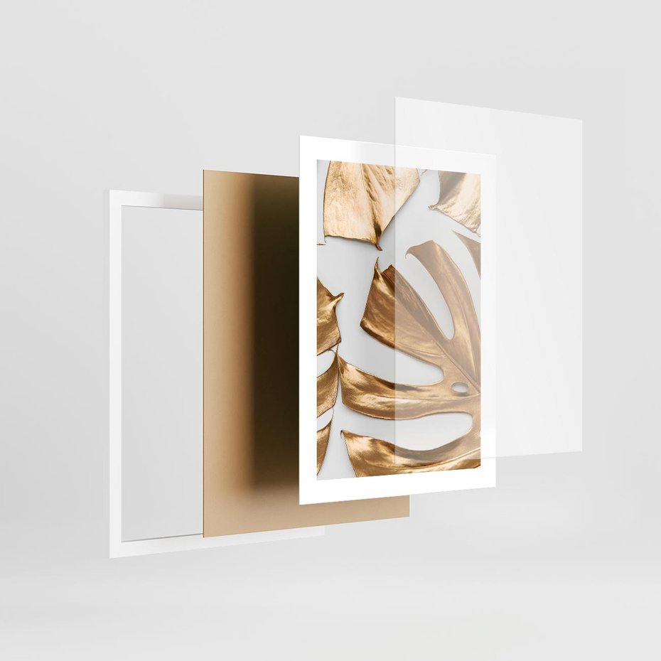 Plakat w ramie 30x40 - Siła Natury - złote, liście - rama biała