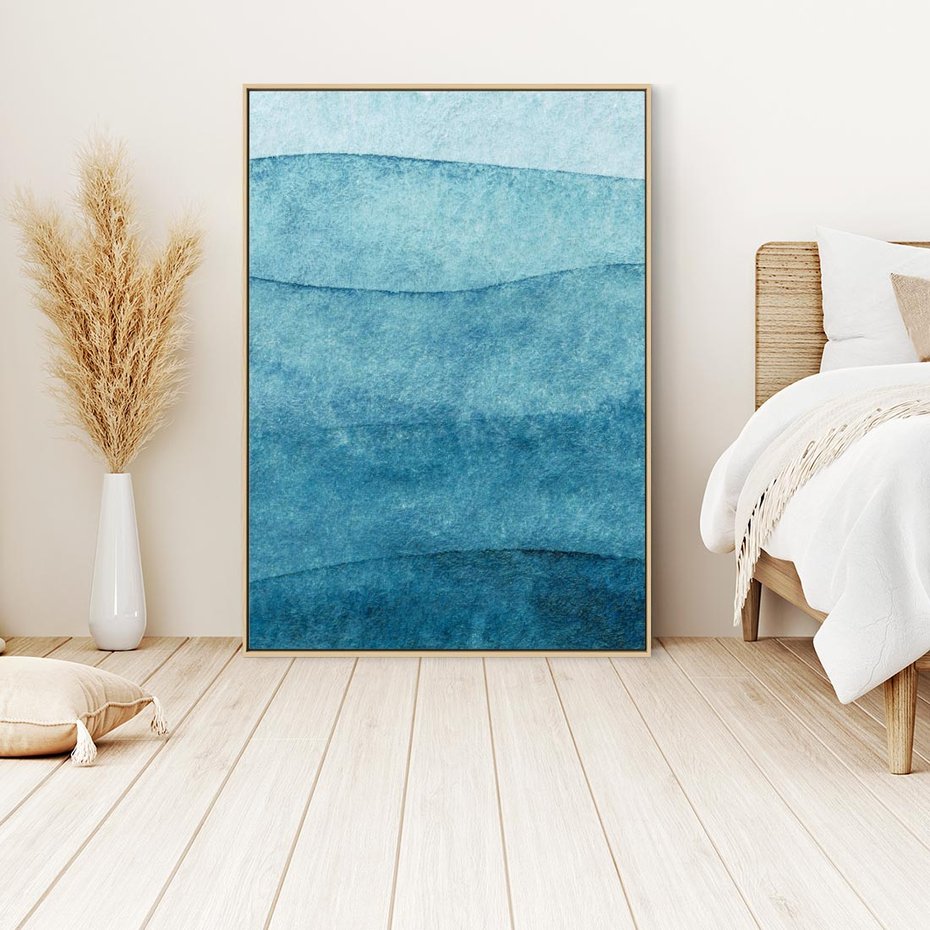 Obraz w ramie 50x70 - Kolorowe fale akwareli - akwarela, fale - rama drewno