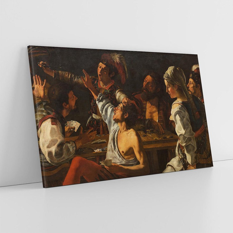 Obraz na płótnie 120x80 - Card and Backgammon Players (ok. 1595), Caravaggio - reprodukcja, obraz na płótnie