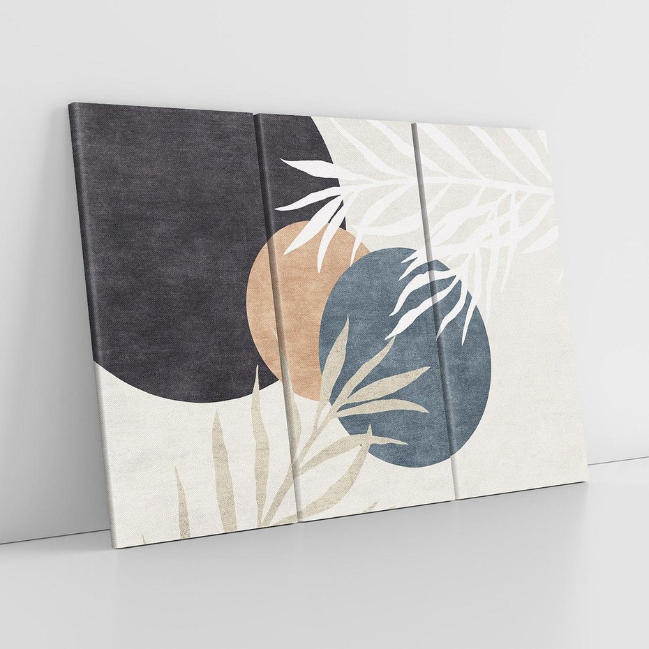 Obraz na płótnie 120x80 - Symfonia skradzionych chwil - cienie liści palmy, beżowe tłó