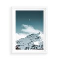 Plakat w ramie 50x70 - Nocna Magia w Górach - fotografia, śnieg - rama biała