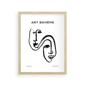 Plakat w ramie 30x40 - Rozbijające Granice Boho - boho sztuka, twarze - rama drewno