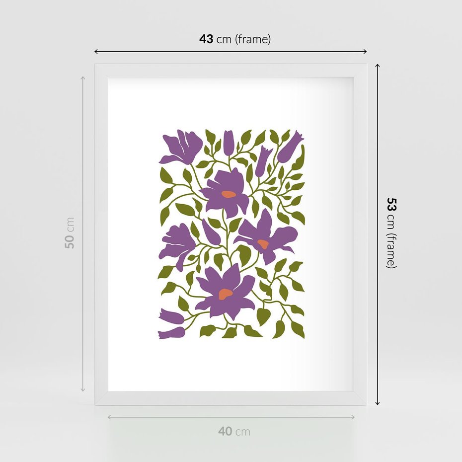 Plakat w ramie 40x50 - Rozmyte Granice - kwiaty, kompozycja - rama biała