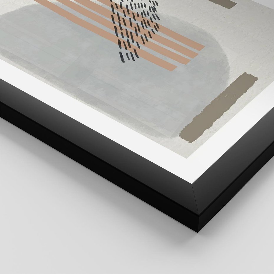 Plakat w ramie 40x50 - Nowoczesna Abstrakcja: Delikatne Beże - abstrakcja, nowoczesna sztuka - rama czarna