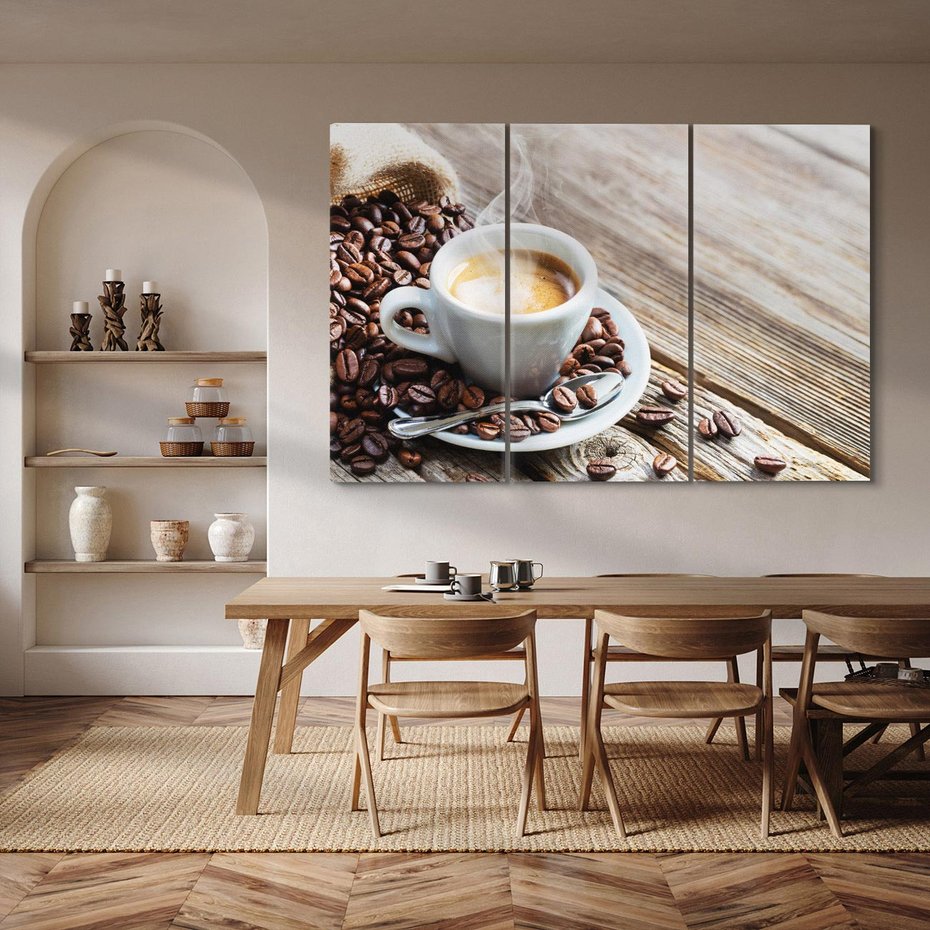 Obraz na płótnie 120x80 - Kawa w filiżance: aromatyczna chwila - kawa, filiżanka