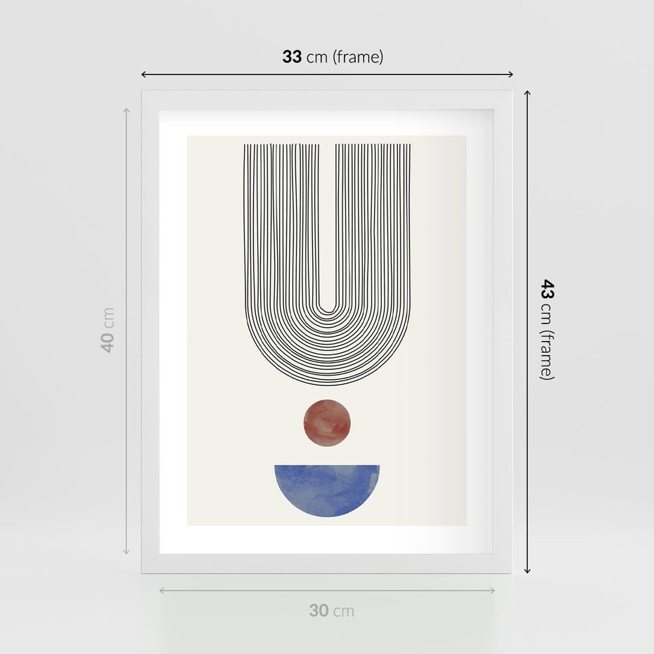 Plakat w ramie 30x40 - Rozplątane Wibracje - nowoczesny plakat, styl midcentury - rama biała