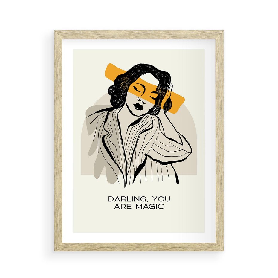 Plakat w ramie 50x70 - Sztuka Kobiecej Osobowości - nowoczesna grafika, kobieta - rama drewno