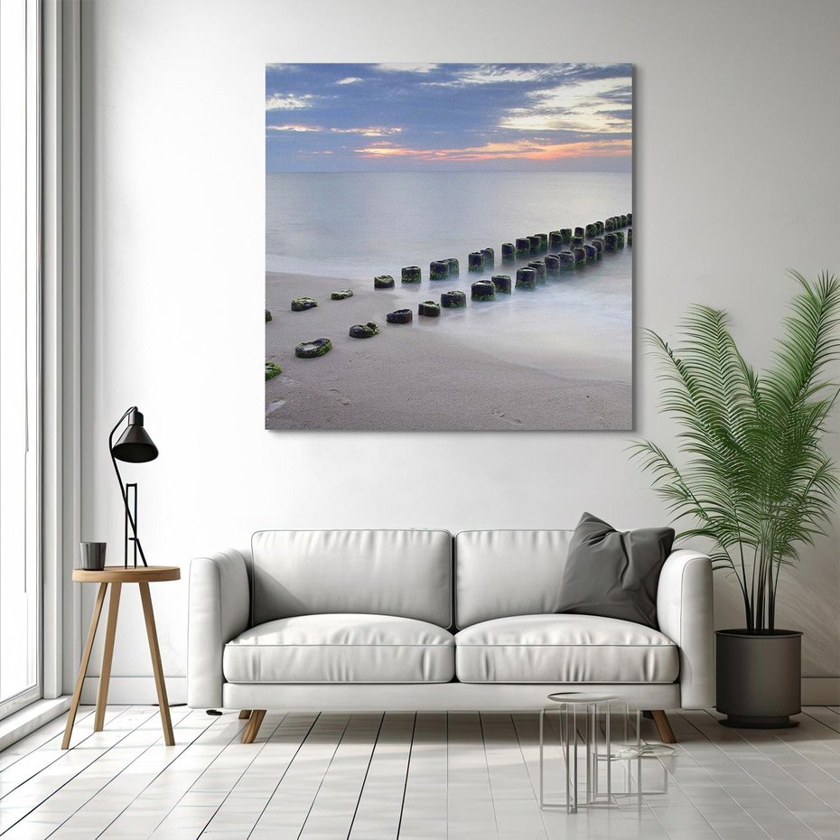 Obraz na płótnie 40x40 - Plaża Morskiej Błogości - plaża, morze