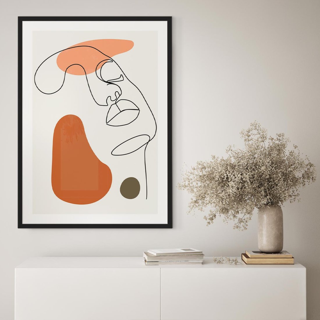 Plakat w ramie 40x50 - Twarz w Geometrycznym Stylu - nowoczesny obraz, grafika - rama czarna