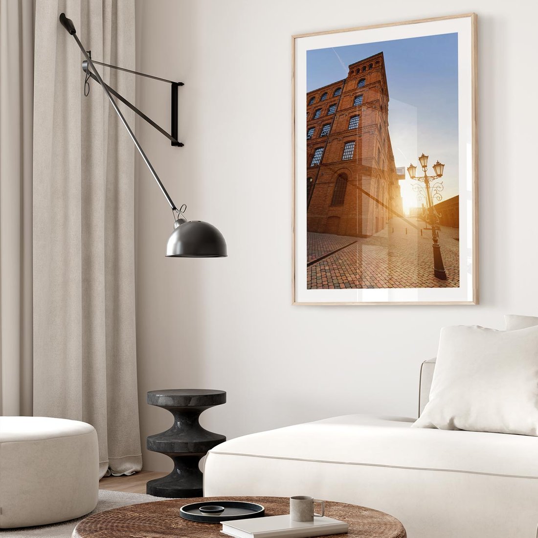 Plakat w ramie 30x40 - Perspektywa uliczki - uliczka, perspektywa - rama drewno