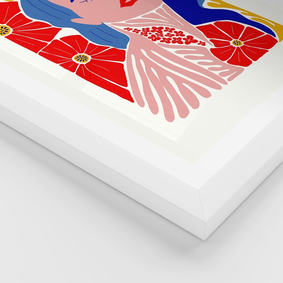 Plakat w ramie 40x50 - Nowoczesna Twarz - nowoczesna grafika, kolorowa twarz kobiety - rama biała