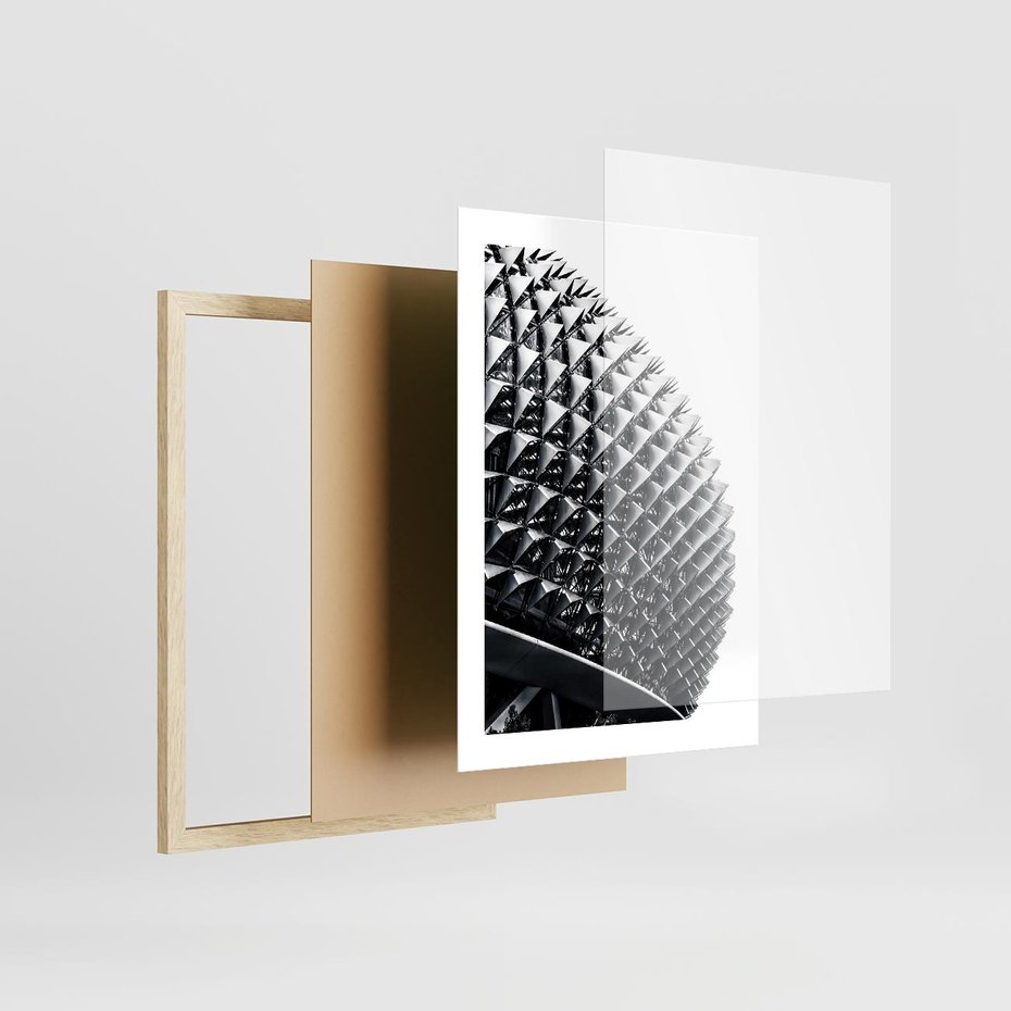 Plakat w ramie 30x40 - Nowoczesność w Czerni i Bieli: Architektoniczna Piękność - nowoczesna architektura, black and white - rama drewno