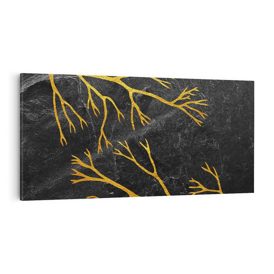 Obraz na płótnie 100x50 - Marmurowe Drzewa Snu - złote gałęzie, drzewa