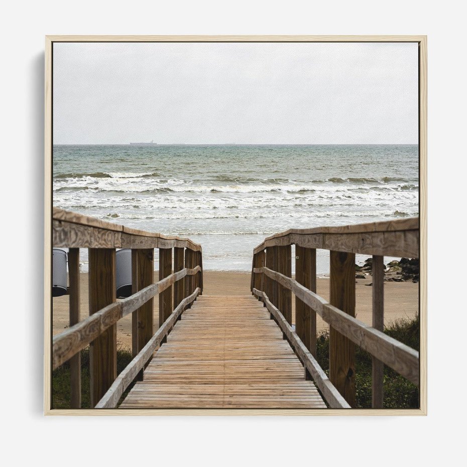 Obraz w ramie 50x50 - Morze i drewniany pomost - morze, pomost - rama drewno