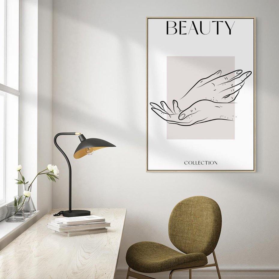 Obraz w ramie 80x120 - Wibracje Nieprzewidywalnych Form - bogo plakat, dłonie - rama drewno