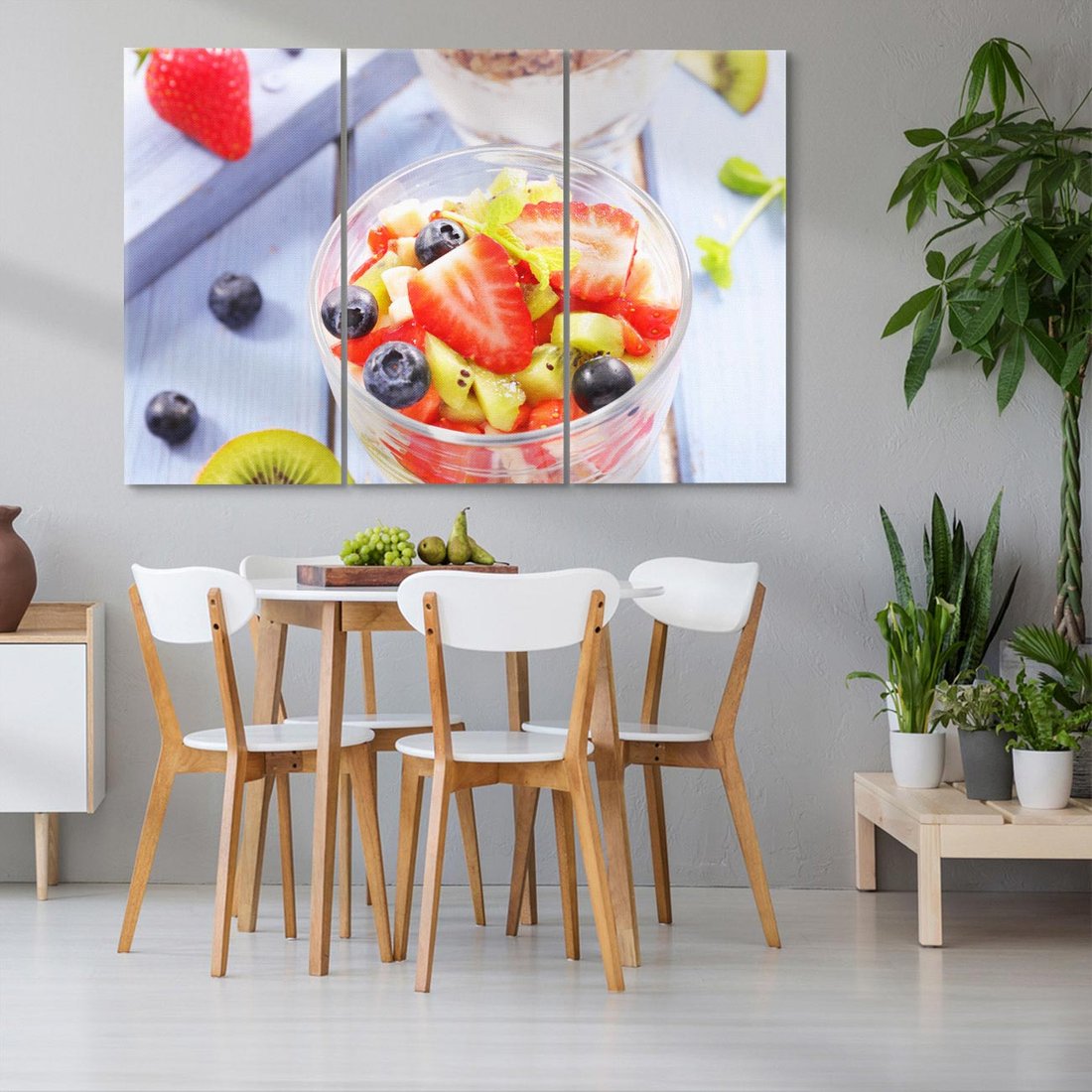 Obraz na płótnie 120x80 - Świeżość i Zdrowie - sałatka, owoce