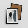 Plakat w ramie 30x40 - Abstrakcyjna Gra Szarości - abstrakcyjna grafika, akwarela - rama czarna