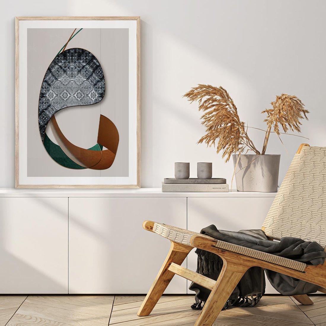 Plakat w ramie 50x70 - Abstrakcyjne Światy Geometrii - nowoczesny, geometryczny - rama drewno