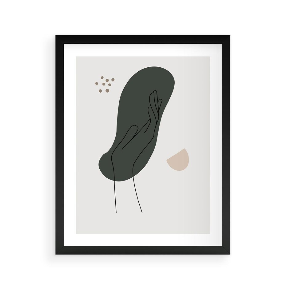 Plakat w ramie 40x50 - Tajemnicze Impulsy - szkic jedną linią, one lone - rama czarna