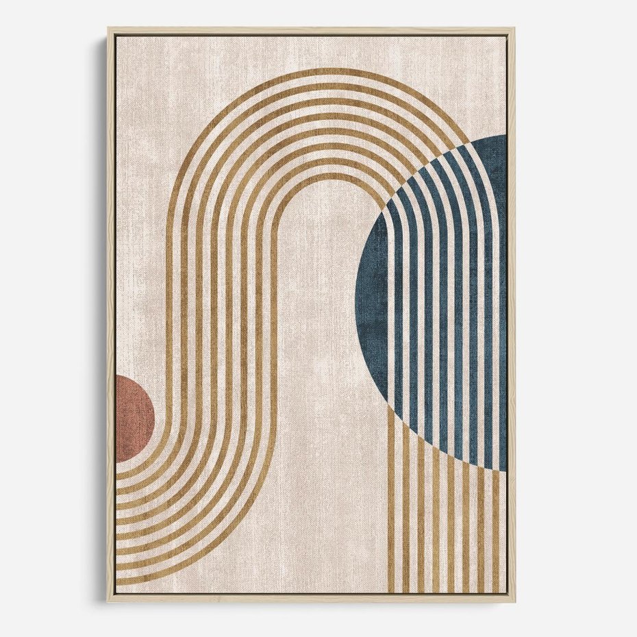 Obraz w ramie 50x70 - Melodia ukrytych snów - retro grafika, styl mid-century - rama drewno