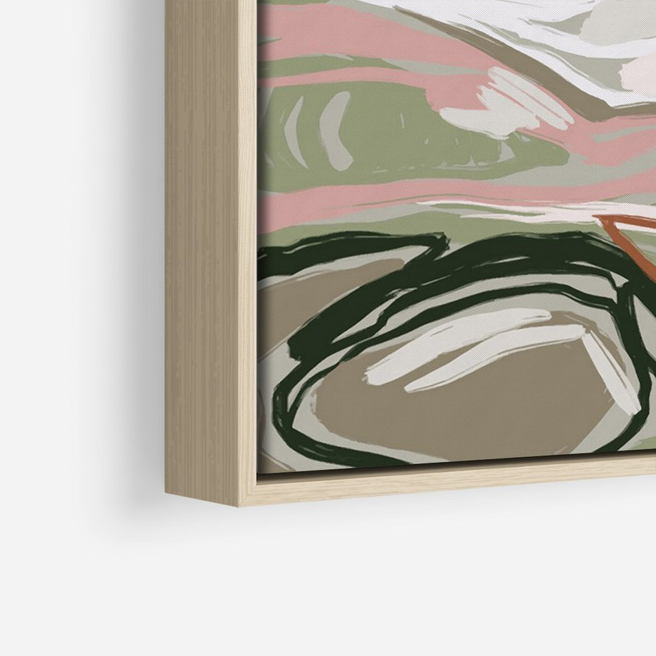 Obraz w ramie 50x70 - Szarawe Wzgórza - pastelowy krajobraz, nowoczesny plakat - rama drewno