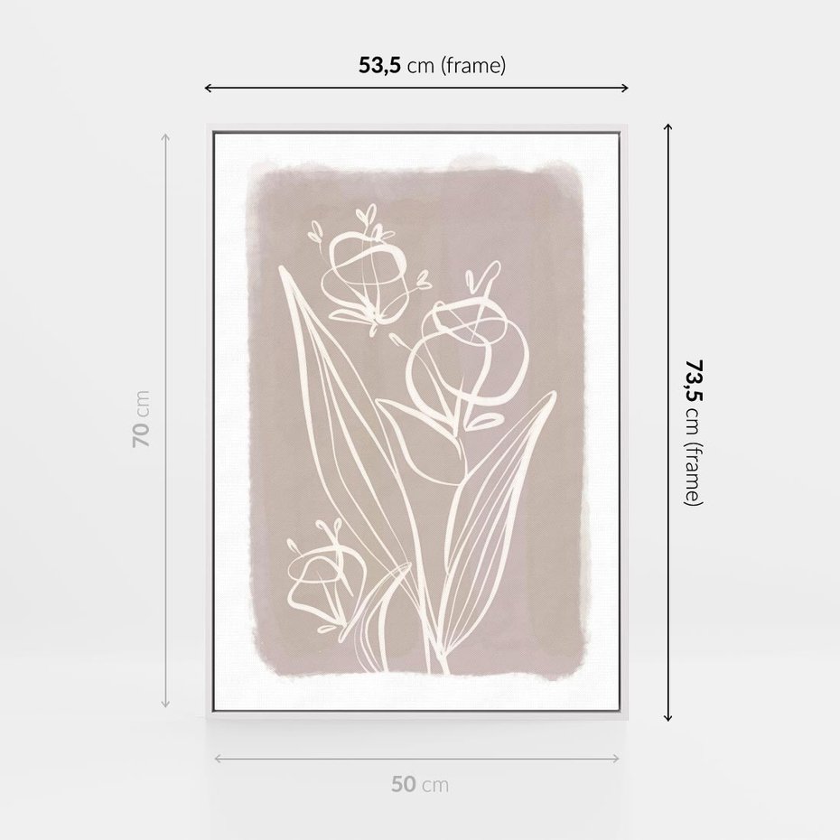 Obraz w ramie 50x70 - Pastelowe Nastroje - nowoczesny subtelny plakat, beżowy - rama biała