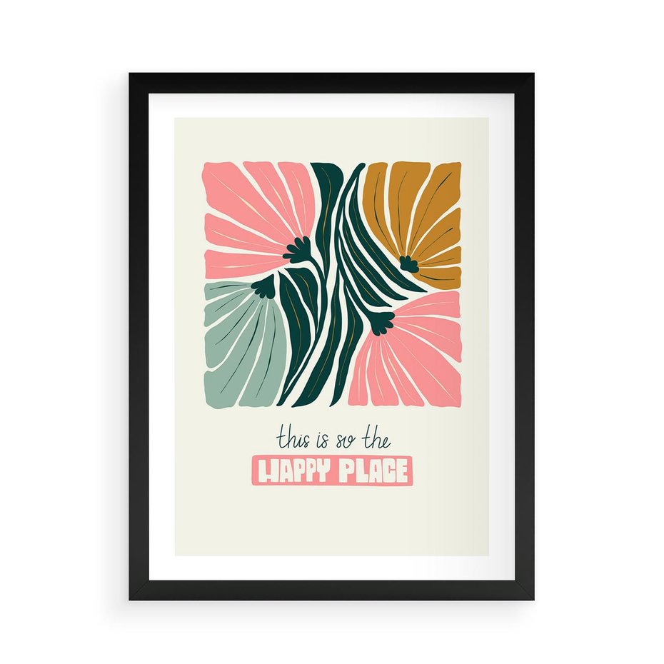 Plakat w ramie 50x70 - Impresje kwiatowej abstrakcji - retro kwiatowa grafika, kompozycja - rama czarna