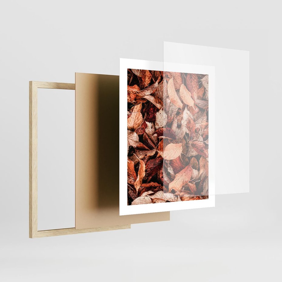 Plakat w ramie 40x50 - Magia Jesiennej Ziemi - liście, jesień - rama drewno