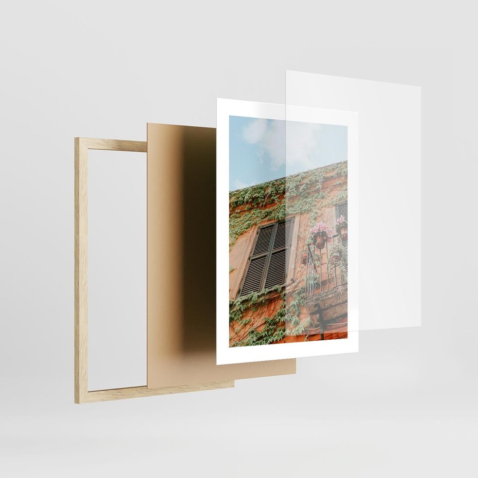 Plakat w ramie 30x40 - Okno do włoskich budynków - włoskie, budynki - rama drewno