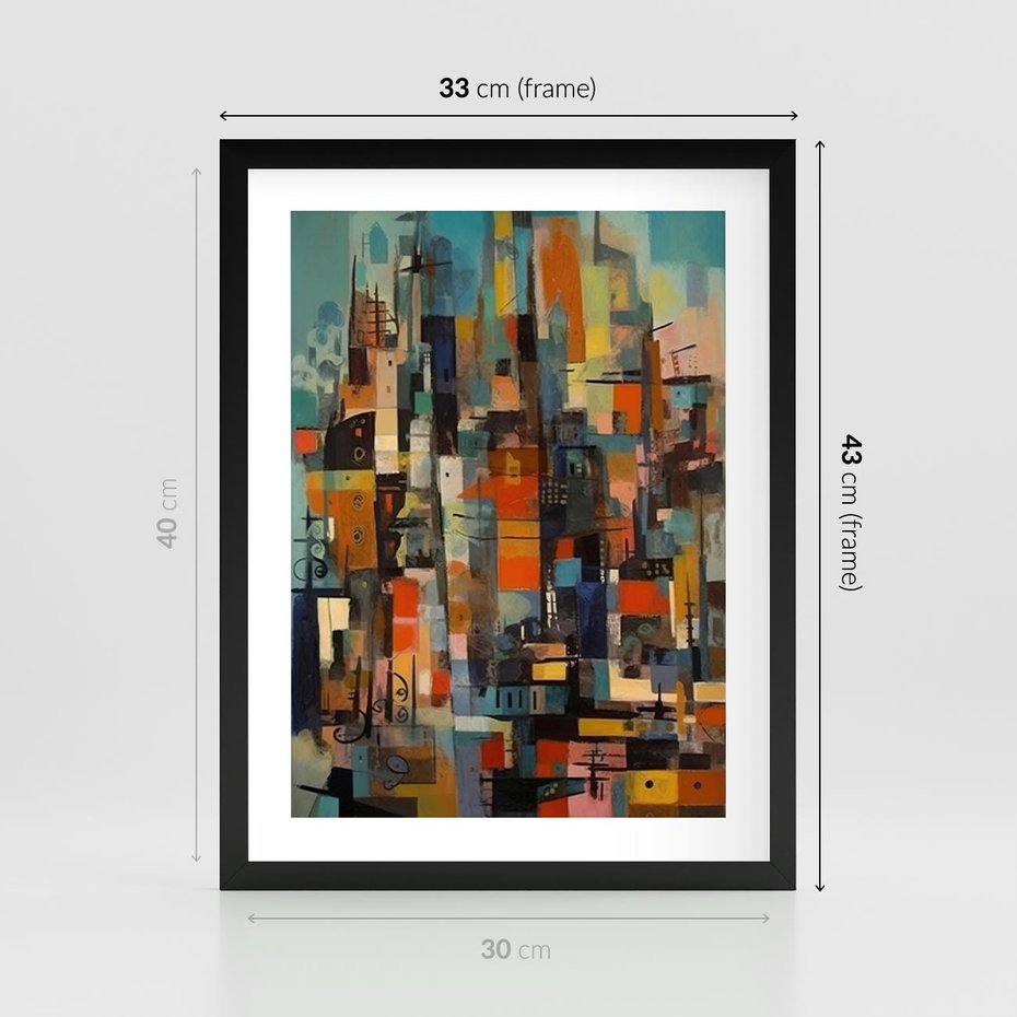 Plakat w ramie 30x40 - Zaklęte Odbicia Nienormalności - styl mid century, nowoczesna sztuka - rama czarna