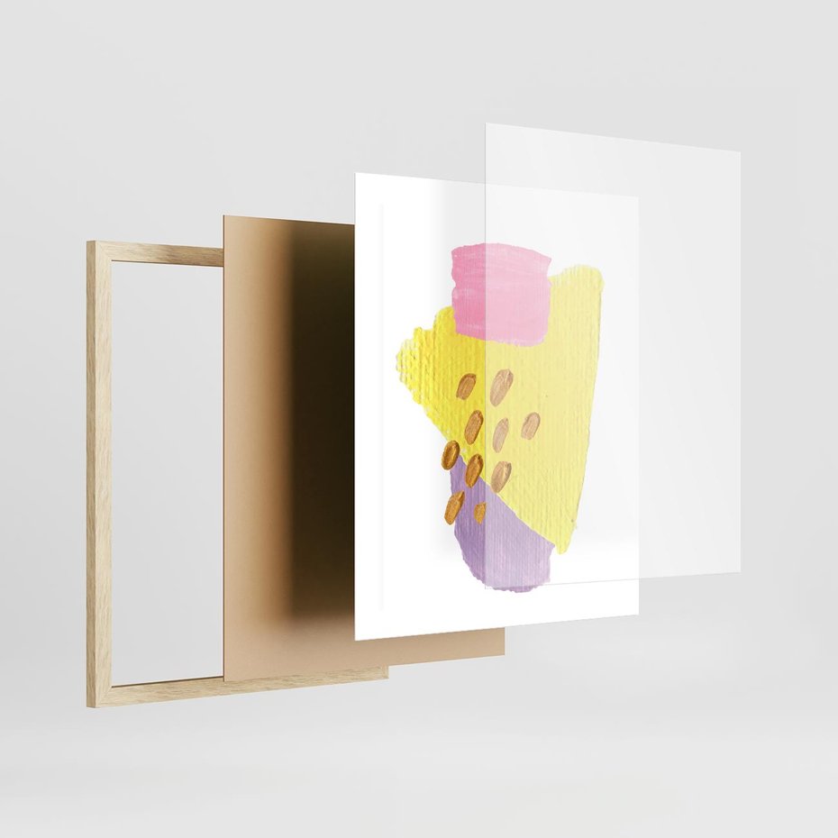 Plakat w ramie 40x50 - Refleksje Akwarelowych Widoków - akwarela, minimalizm - rama drewno