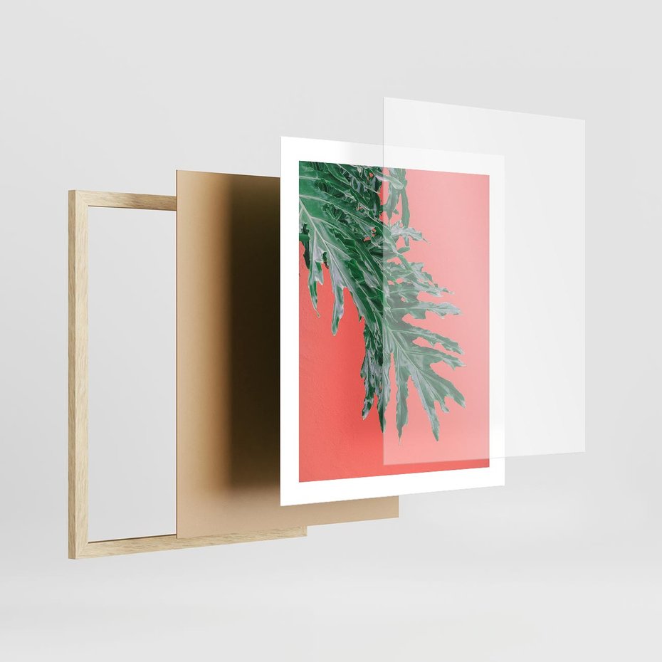 Plakat w ramie 40x50 - Energetyczna Eksplozja Natury - liście, kolor - rama drewno