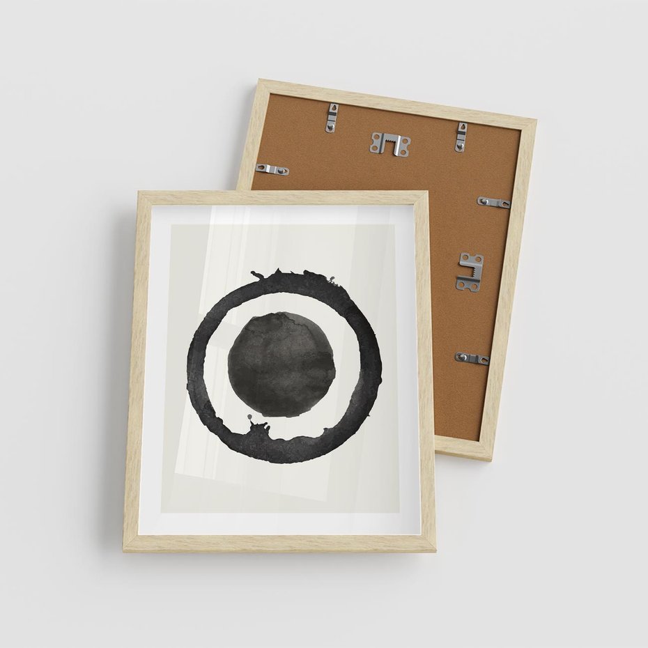 Plakat w ramie 40x50 - Harmonijne Emocje - abstrakcyjne plamy okręgi, akwarelowe - rama drewno