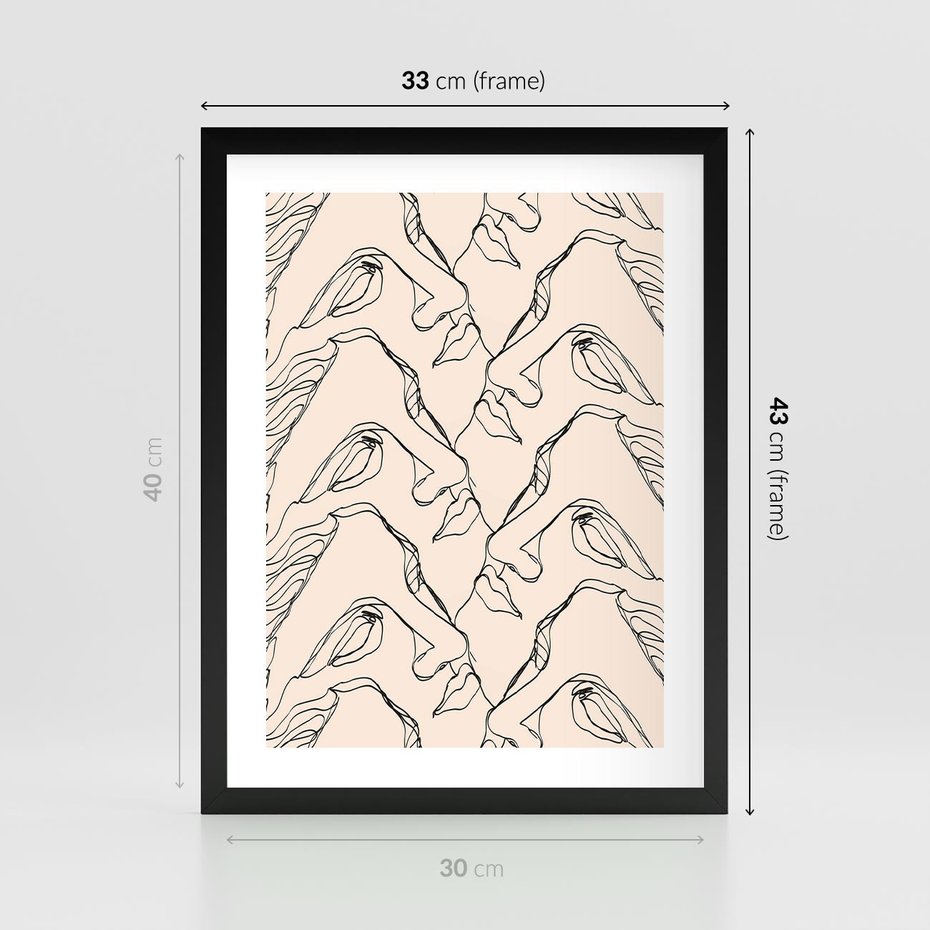 Plakat w ramie 30x40 - Grafika z Twarzami Greckiej Rzeźby - grafika, plakat - rama czarna