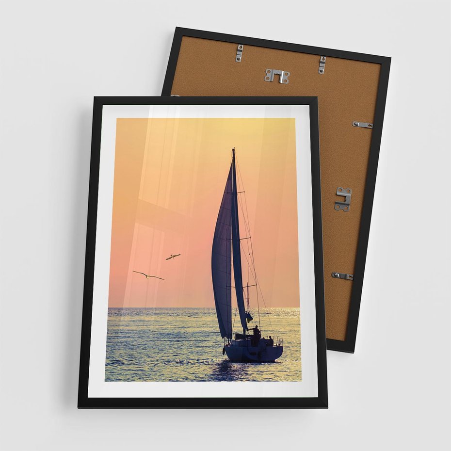 Plakat w ramie 50x70 - Żaglówka na Horyzoncie - żaglówka, jacht - rama czarna