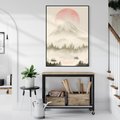 Obraz w ramie 50x70 - Przyroda Japonii - japońska akwarela, góry - rama czarna